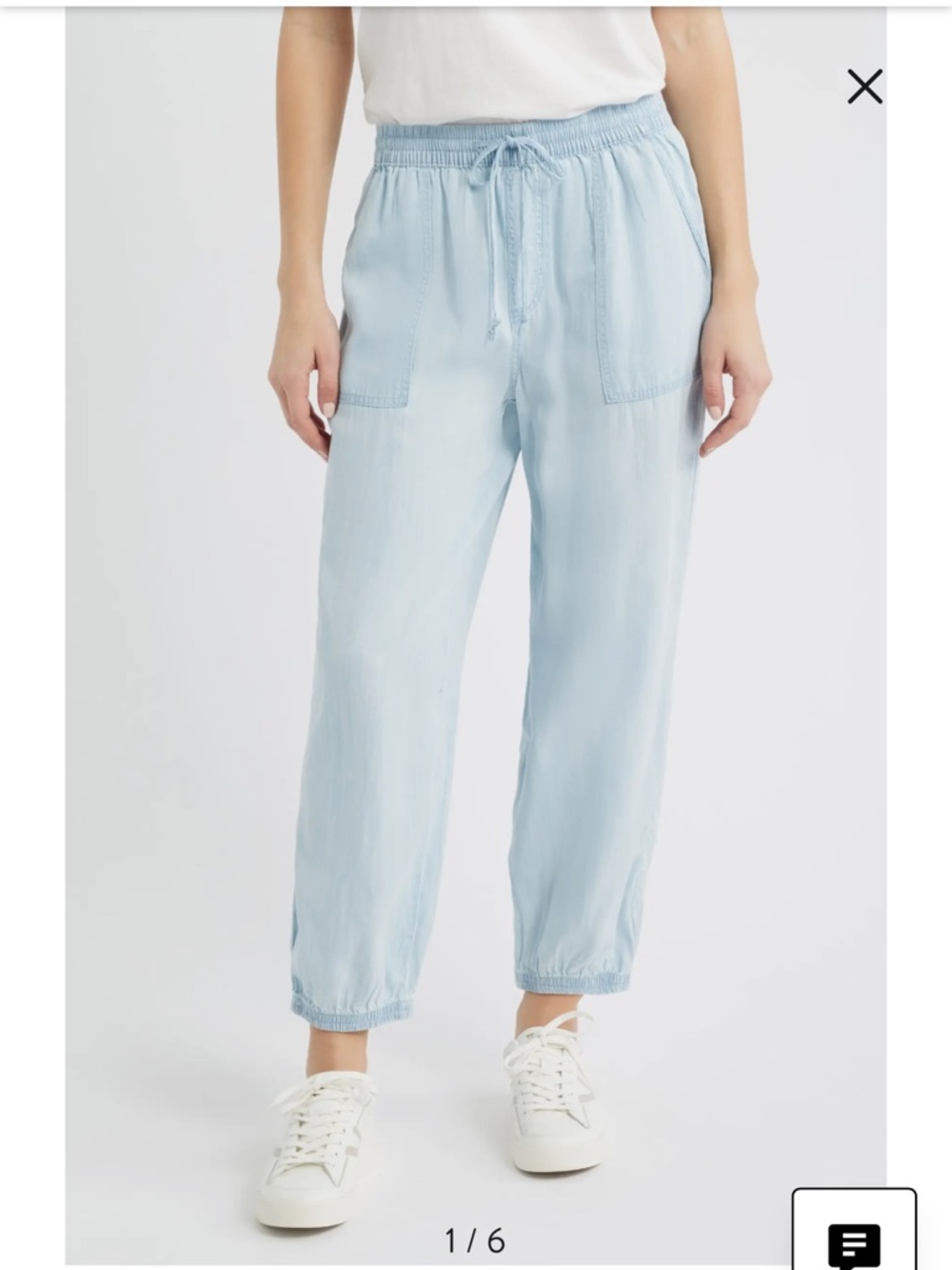 Aqua Light Blue Elastic Waist Jogger Pants